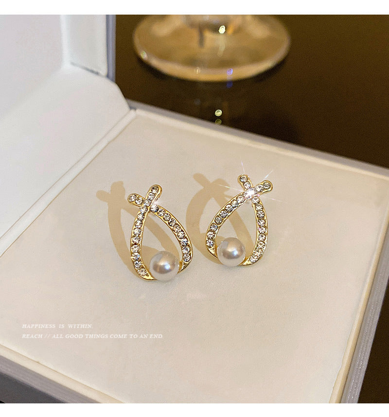 Elegant Cute Pearl Crystal Earrings