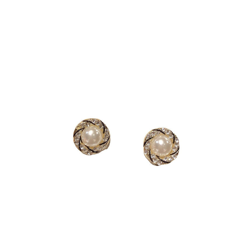 Rhinestone Crystal Stone Round Pearl Earring