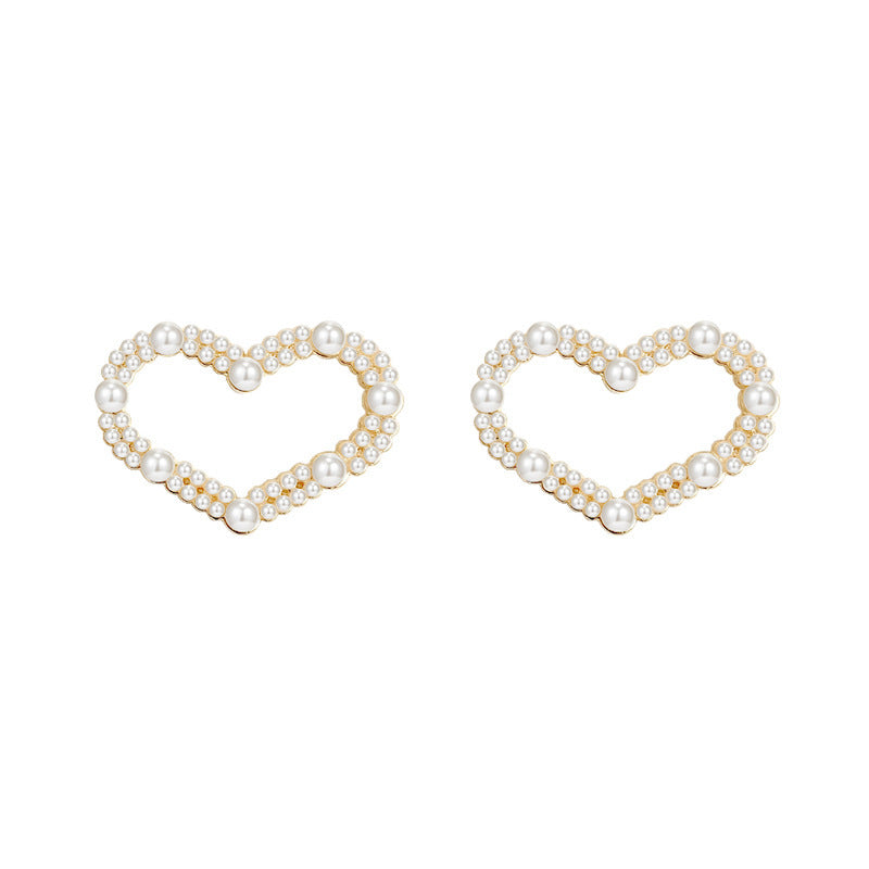 Vintage Pearl Heart Stud Earrings