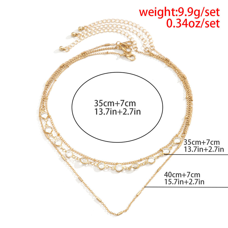 Crystal Layer Paperclip Chain Necklaces