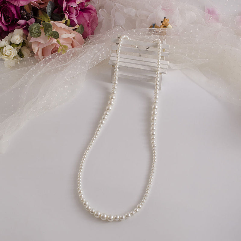 Round Glass Imitation Pearl Necklace Wedding