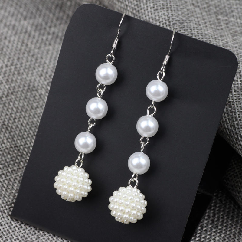 Elegant Women Long Tassel Pearl Earrings