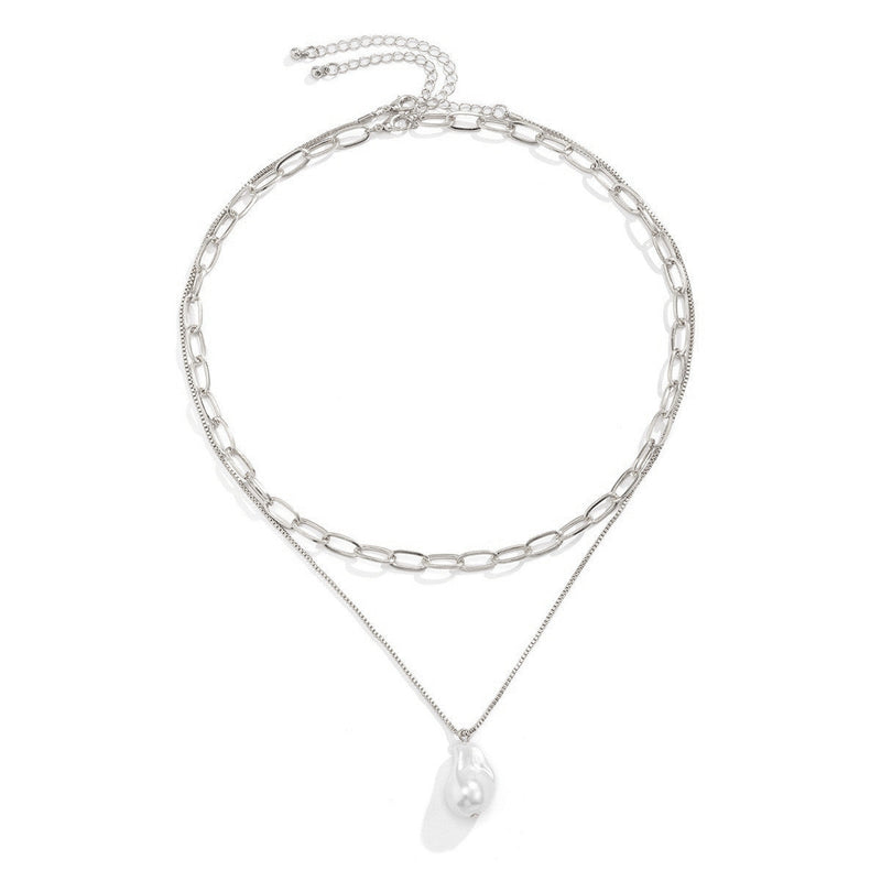 Double-Layer Pearl Chain Necklace