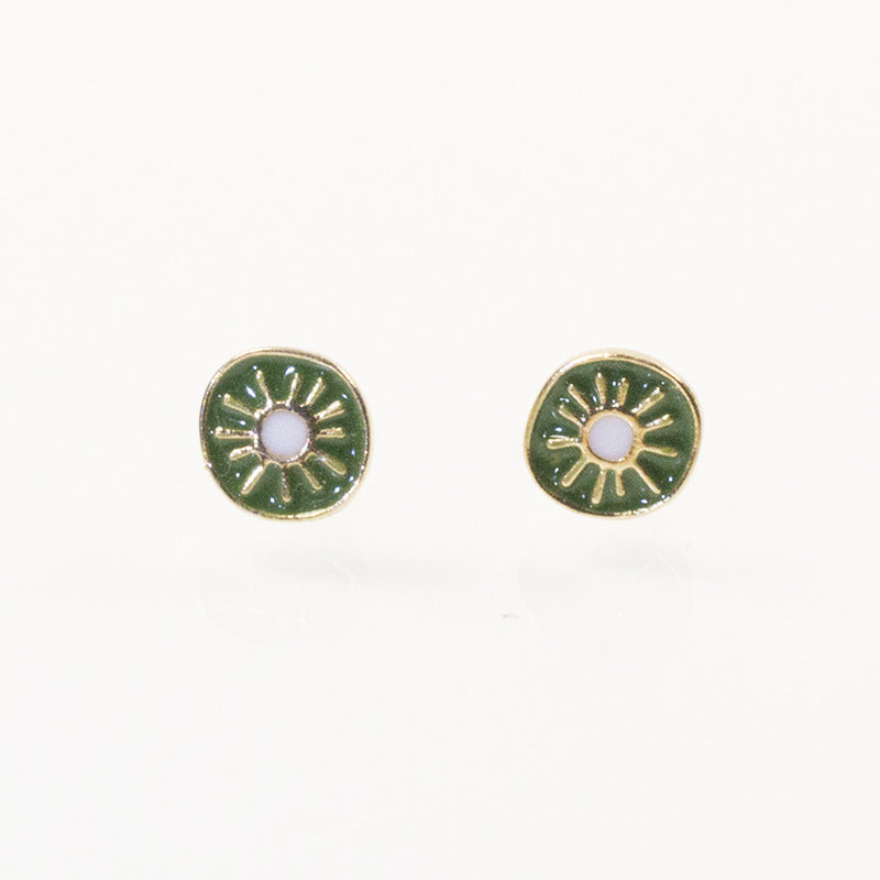 Enamel kiwi MIni Stud Earring