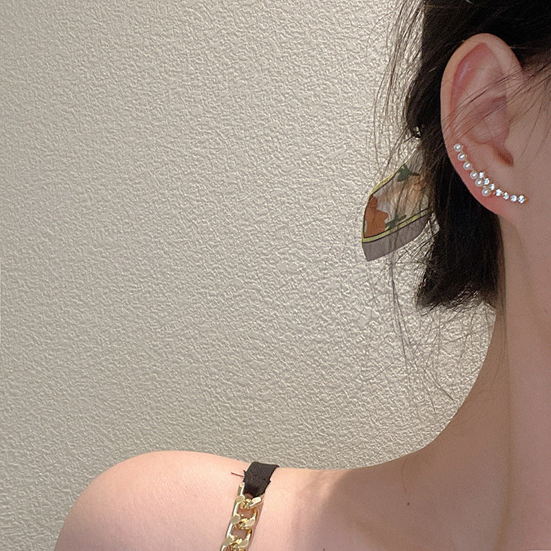 Pearl Row Rhinestone Earrings