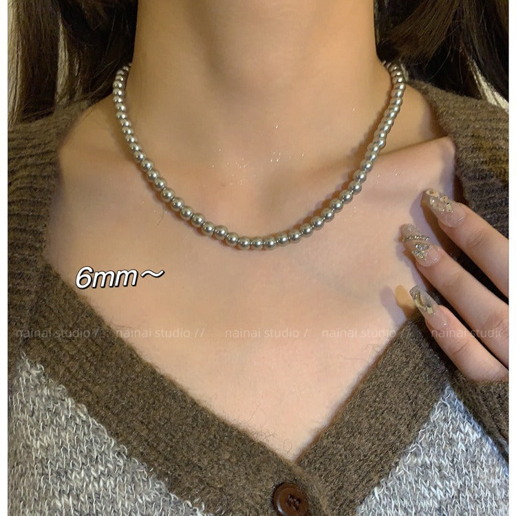 Gray Glass Pearl Fashion Necklaces for Gift