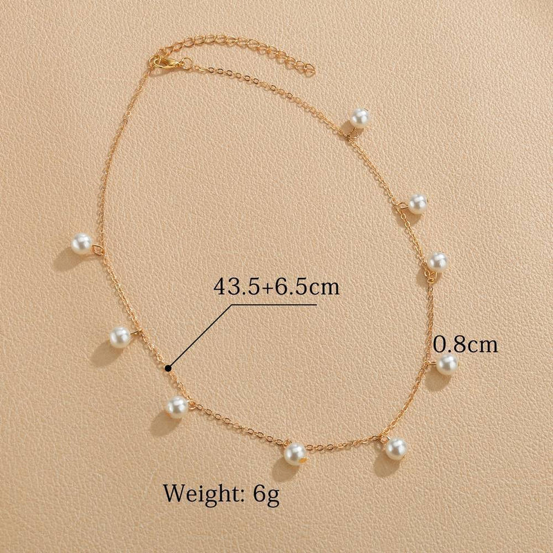 White Pearls Charm Choker Necklace