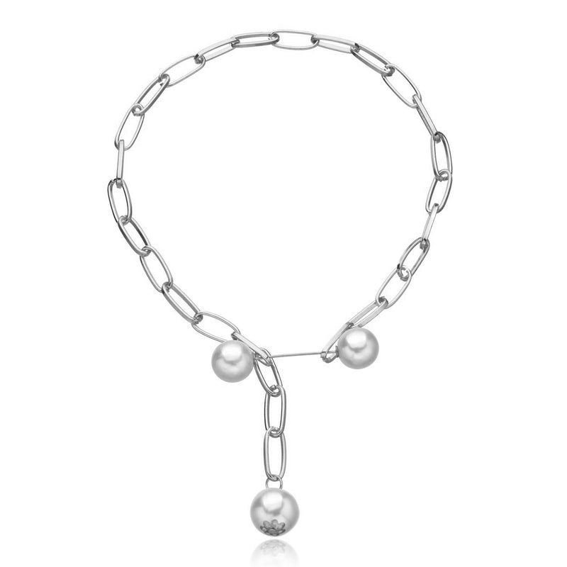 Exaggerated Brooch Pearl Pendant Multi Layer Necklace