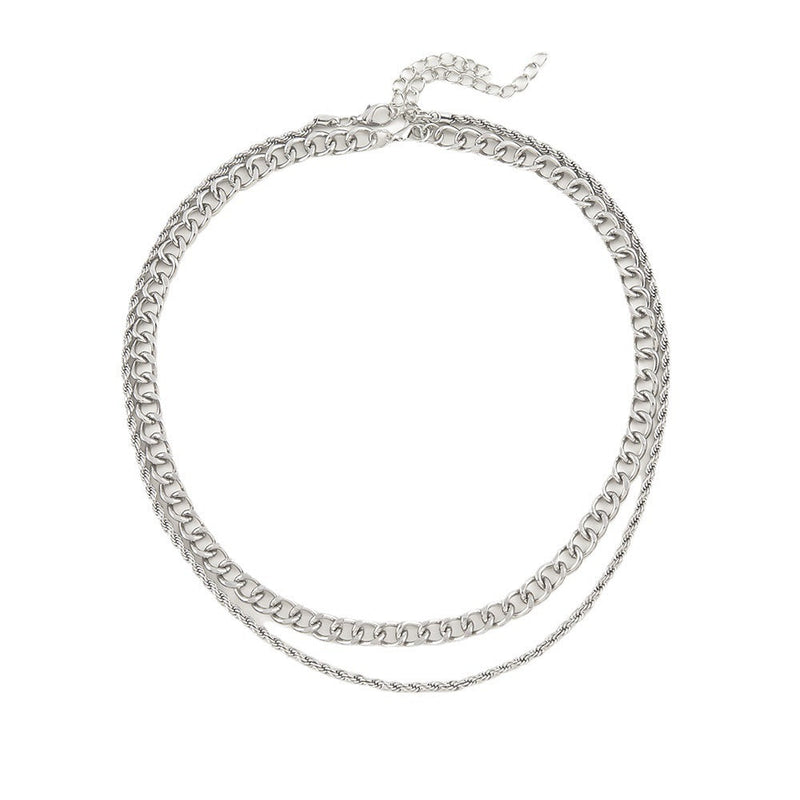 Men Hip Hop Jewelry Multi Double 2 Layers Chain Necklace