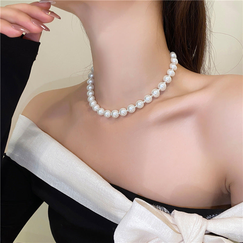 Bohemian Glass Imitation Pearl Choker Necklace