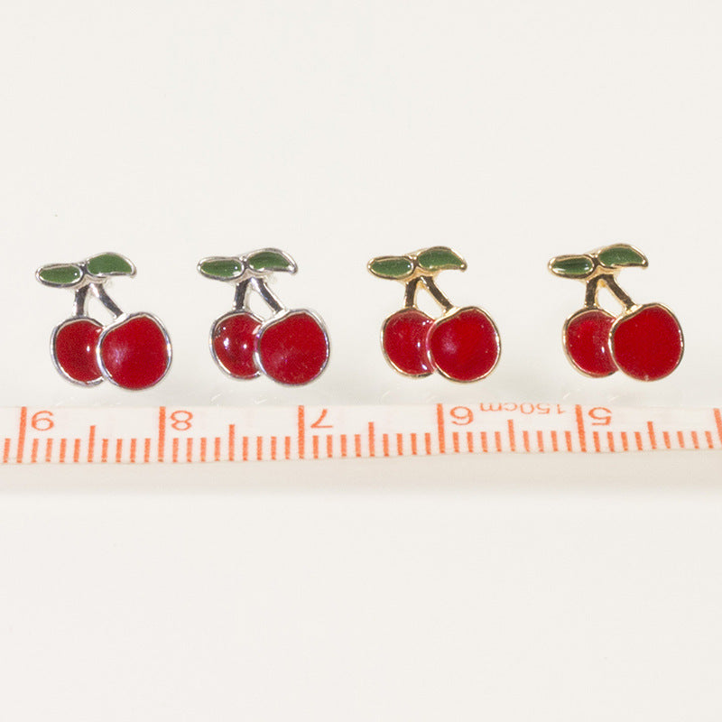 Red Enamel Cherry Earrings