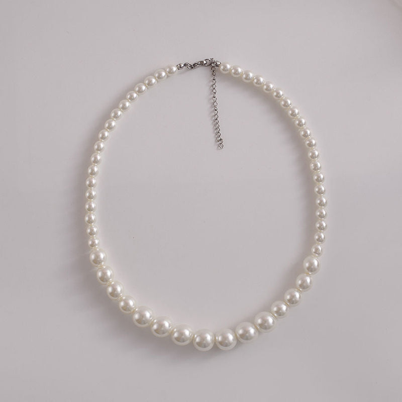 Round Glass Imitation Pearl Necklace Wedding Pearl Necklace for Brides