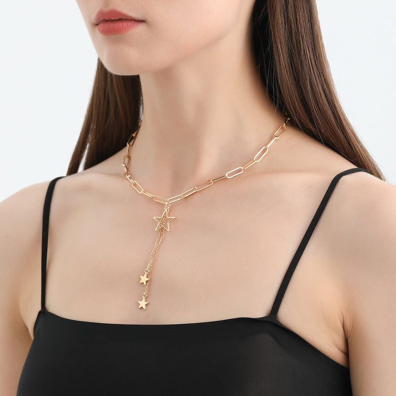 Star Paperclip Chain Pendant Necklace