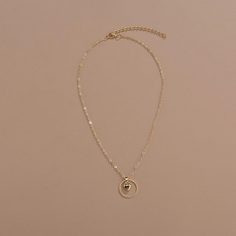 Circle Heart Charm Necklace
