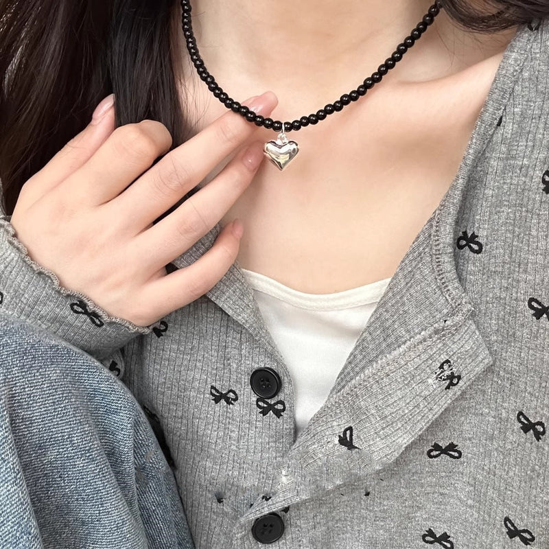 Glass Beads CCB Peach Heart Necklaces