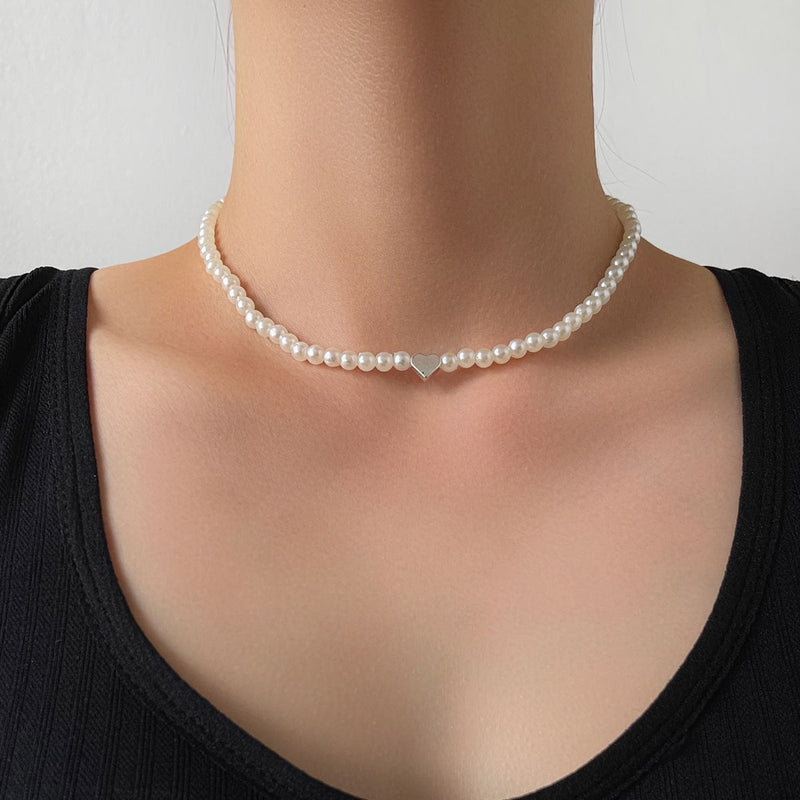 Heart Pearl Necklace for Woman