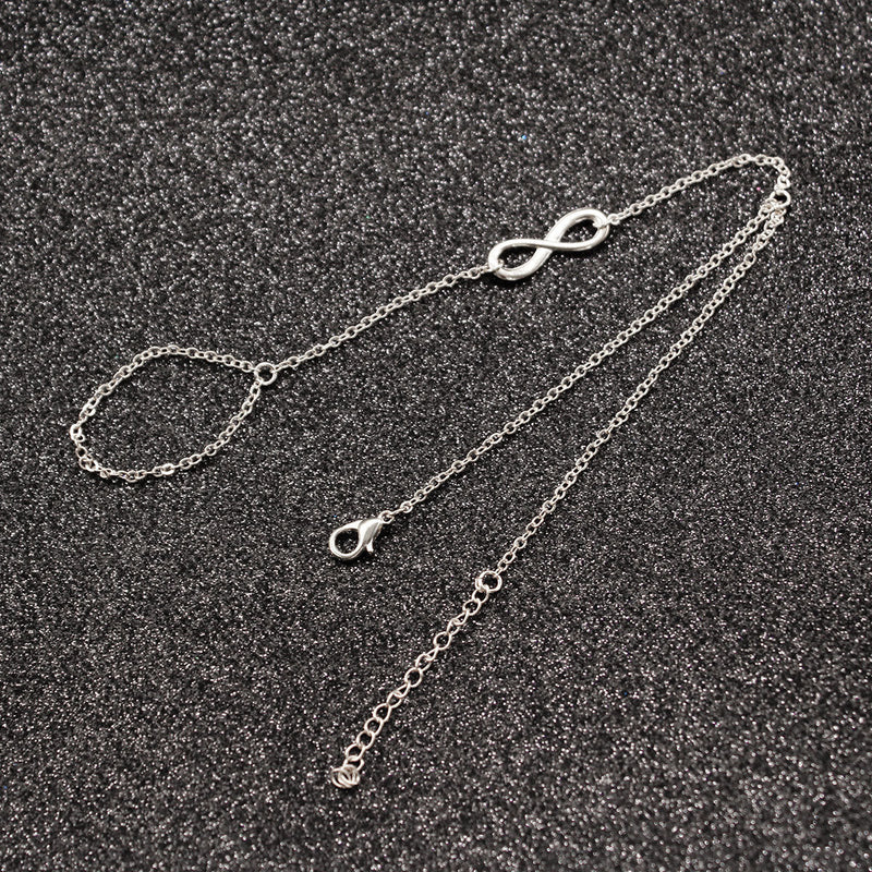 Lucky Infinity Symbol Finger Ring Chain Bracelet
