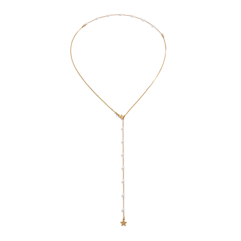 Double Layer Long Chain Pearl Necklace