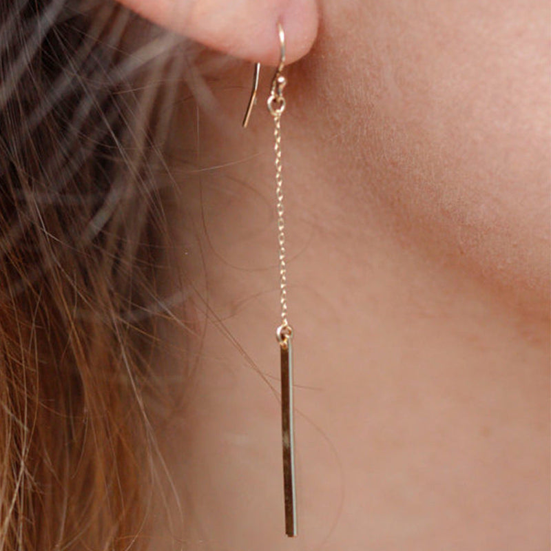 Long Chain Bar Simple Earrings