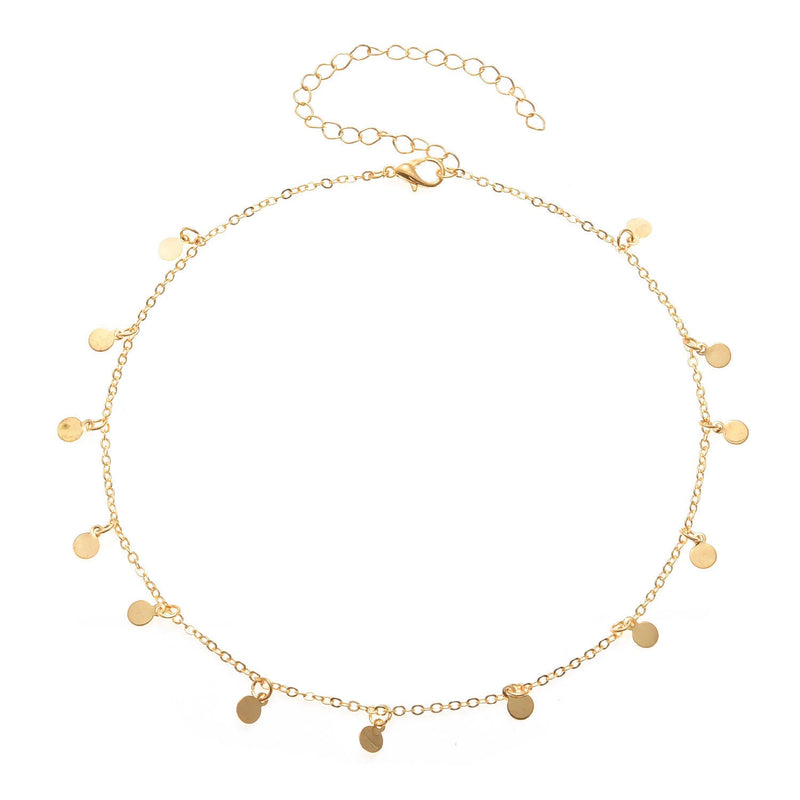 Geometric Round Disc Clavicle Pendant Chain Retro Necklace