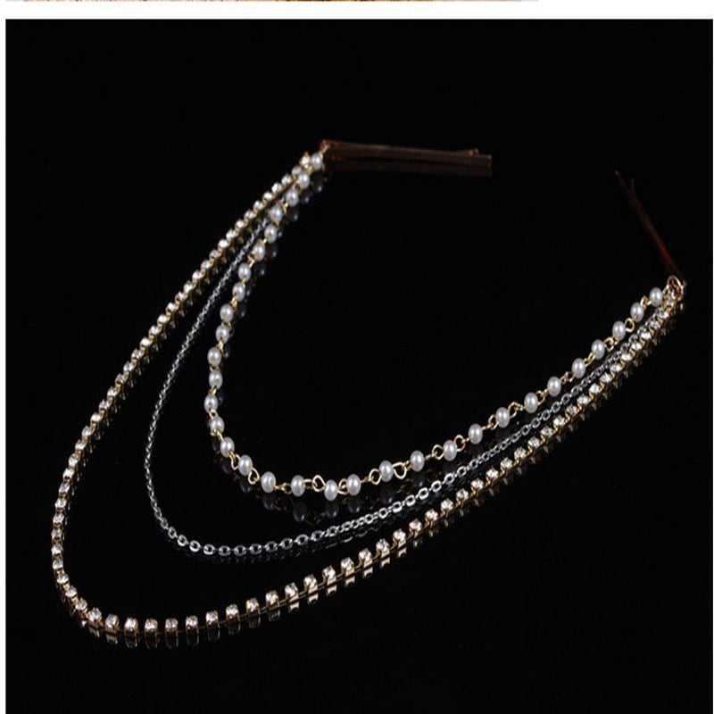 Multi Layered Rhinestone Chain Tassel Bride Hair Accessories