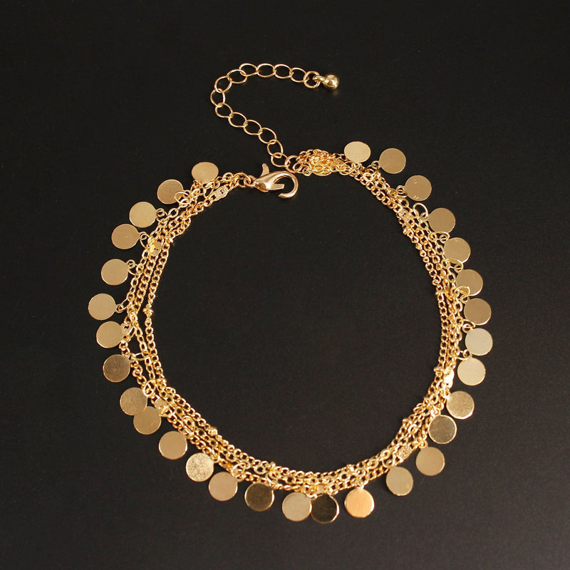 Disc Tassel Bling Anklets Chain for Women