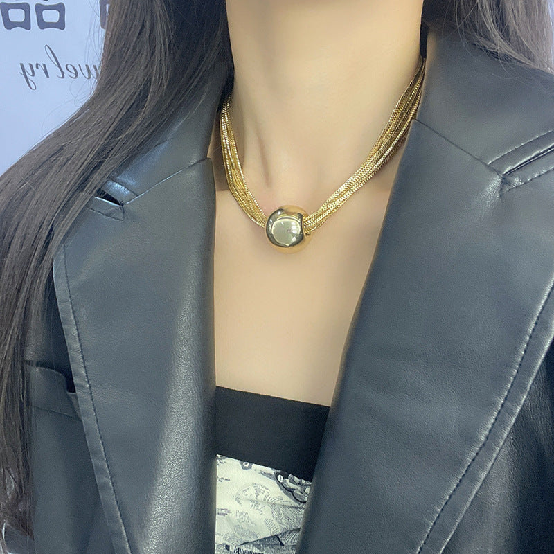 Exaggerated Metal Large Round Ball Beads Choker Necklace