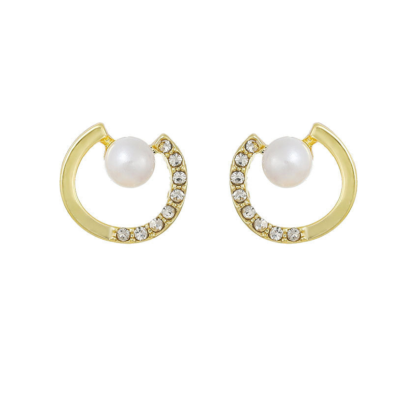 Baroque Pearl Geometric Circle Earrings