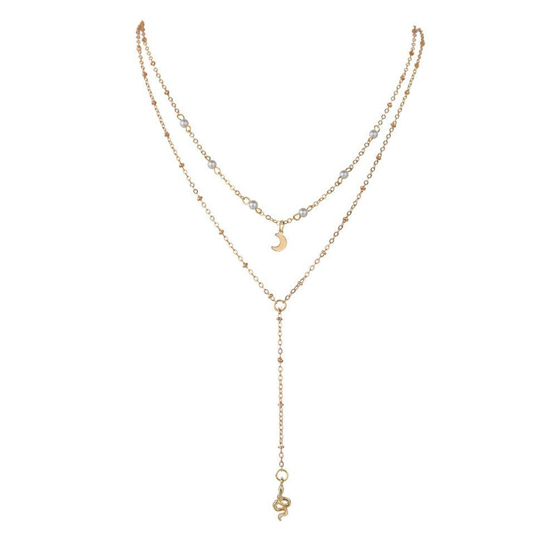 Bohemian Multi-layer Moon Bead Chain Sequins Necklace