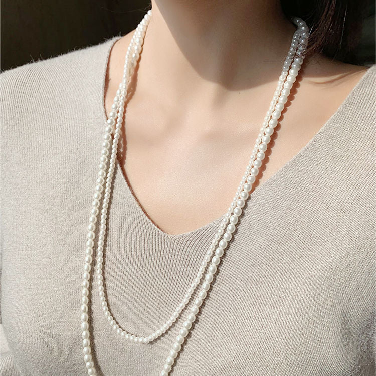 Glass Pearl Double Layer Stacking Choker Necklace