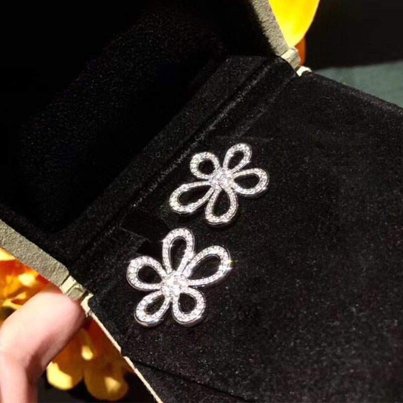 Rhinestone Sunflower Stud Earrings