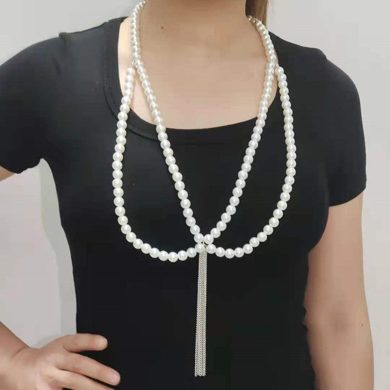 Pearls Body Chain Panties Tassel Bikini Waist Belt Belly Chain