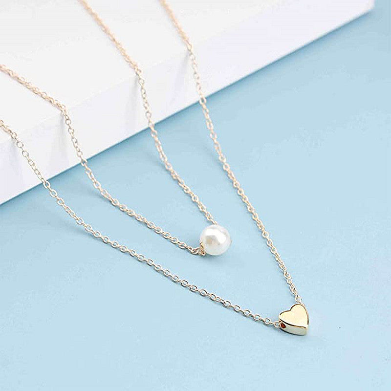 Double Layered Heart Charm Pearl Waist Chain