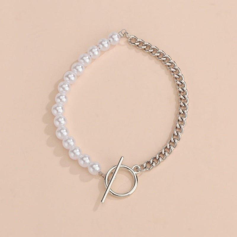 Cuban Chain Imitation Pearl Bracelet