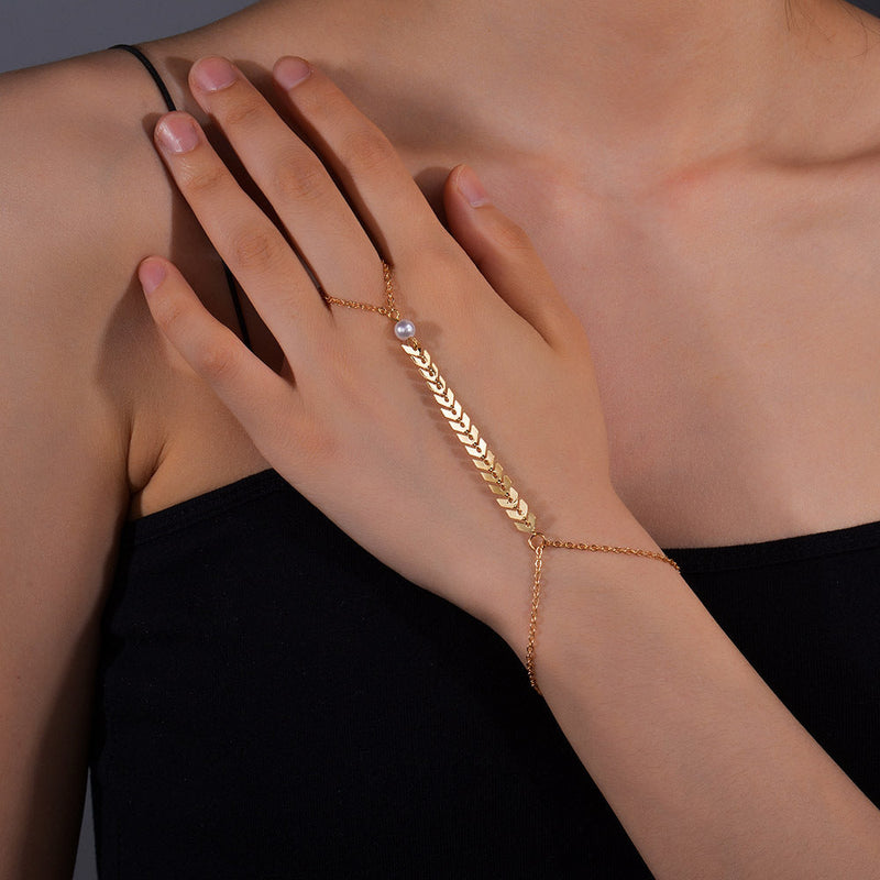 Wheat Chain Elegant Pearl Bracelet