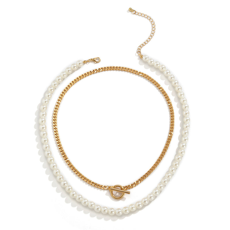 Fashion Baroque Pearl Chain Necklace Women Collar
