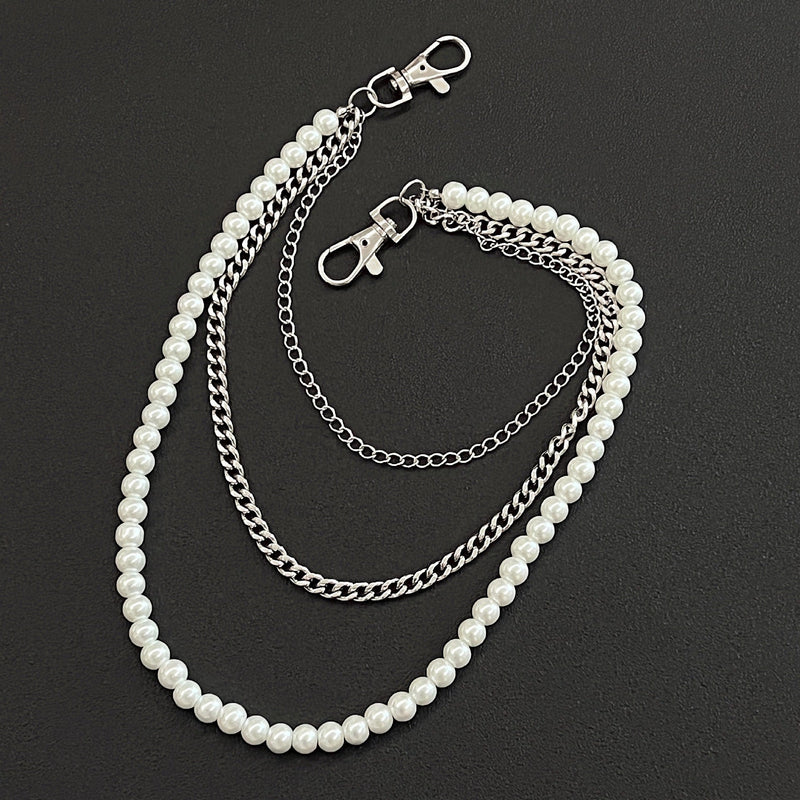 Multi-layer Pearl Chain Hop Punk Waist Chain