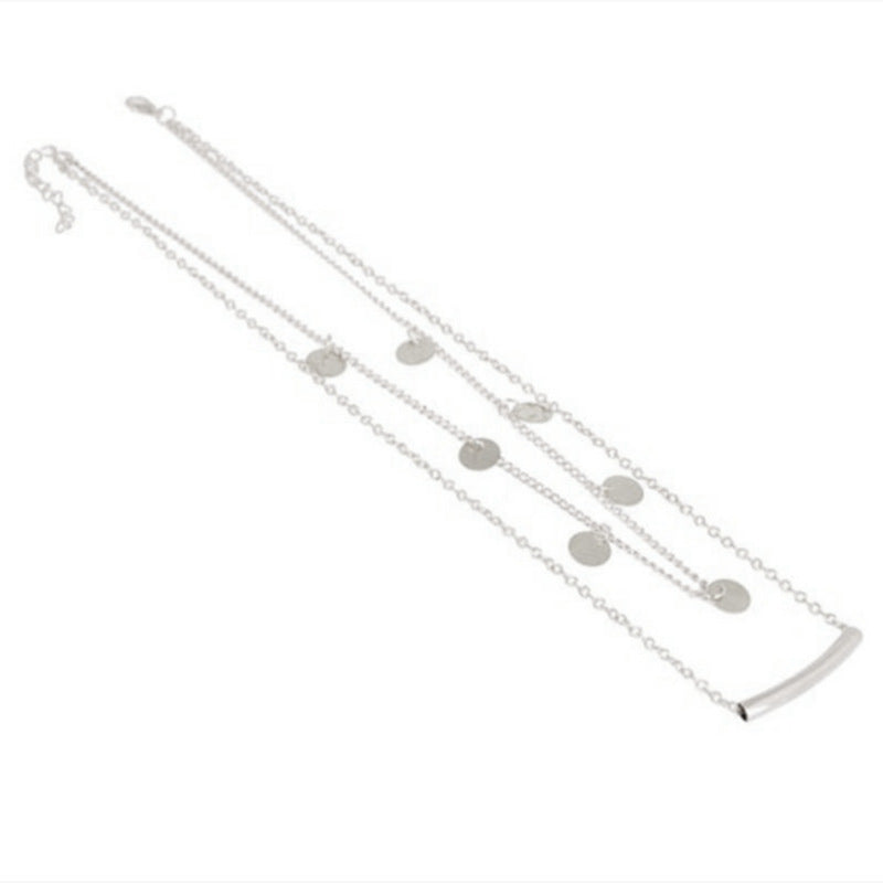 Double-Layer Disc Tassel Necklace