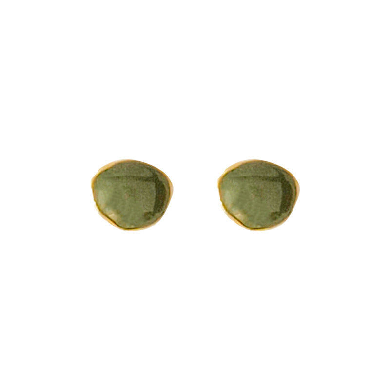 Geometric Green Enamel Stud Earrings
