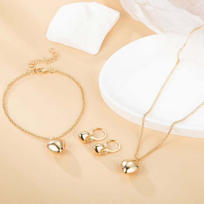 Heart Earrings Necklaces Jewelry Set