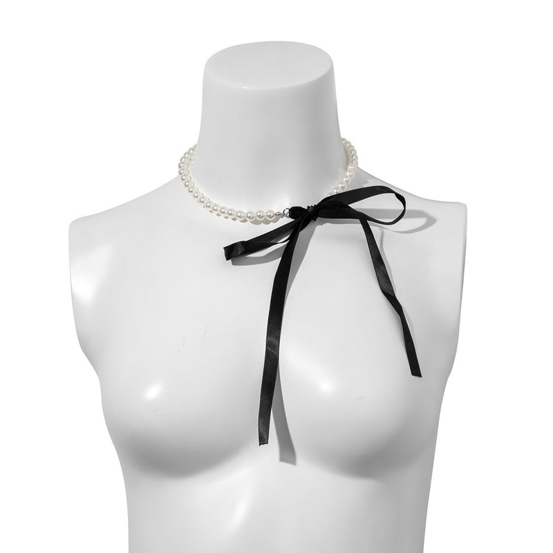 Long Black Velvet Ribbon Bow Choker