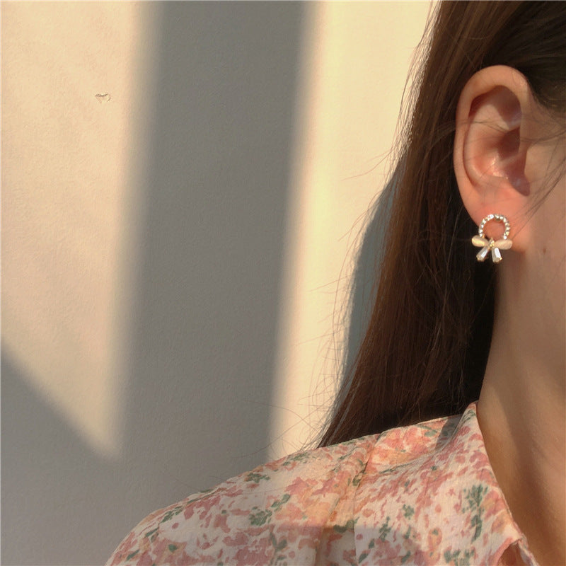 White Flower Opal Stone Earrings