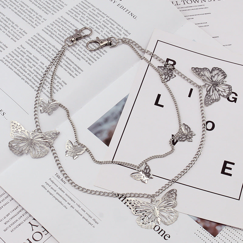 Punk Butterfly Jeans Pants Chain Fashion Women Key Chain