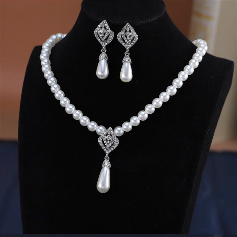 Rhinestones Crystals Pearls Bridal Jewelry Set