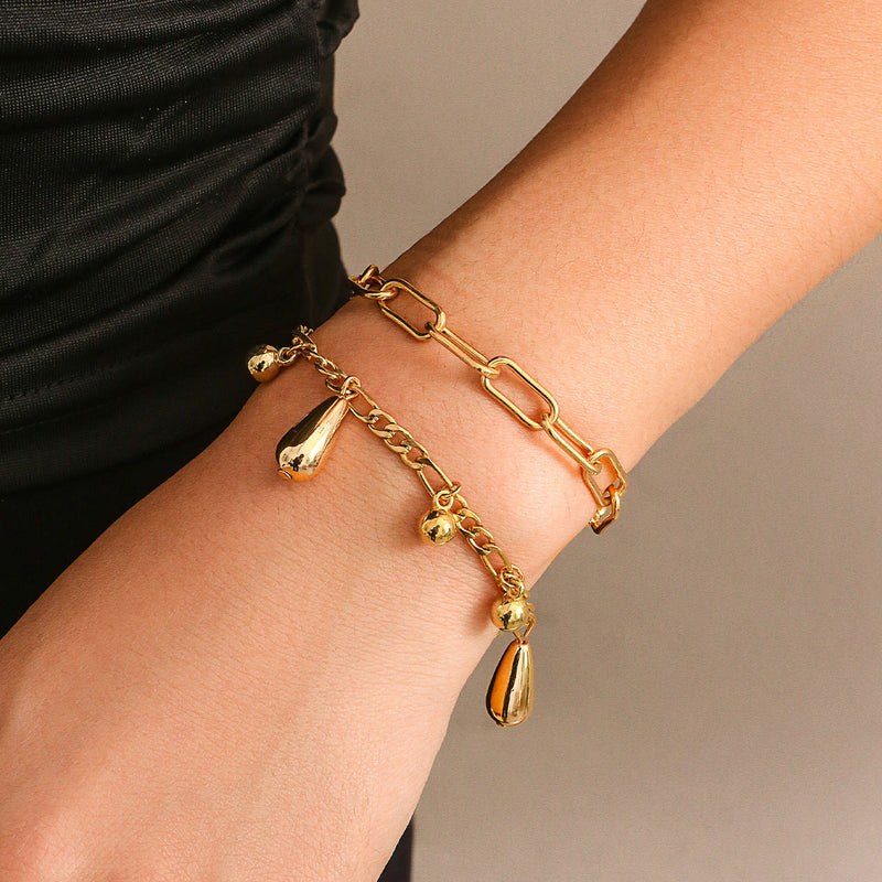 Hip Hop Droplet Bead Pendant Necklace Bracelet Set