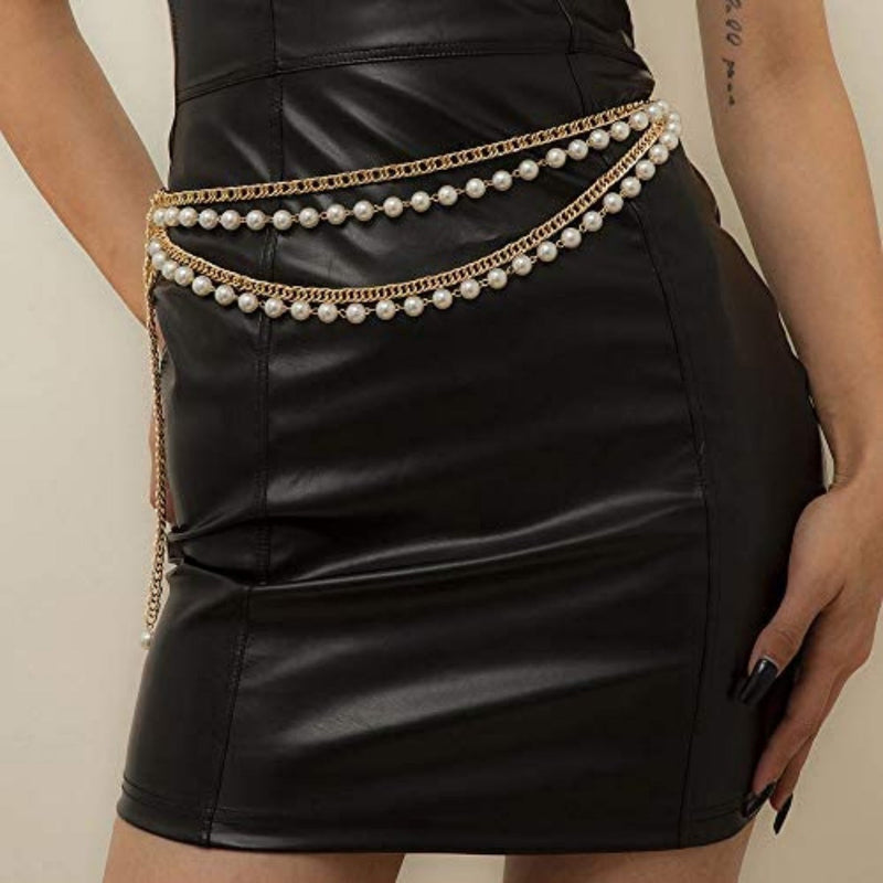 Women Pearl Waist Chain Women Sexy Gold Body Jewelry