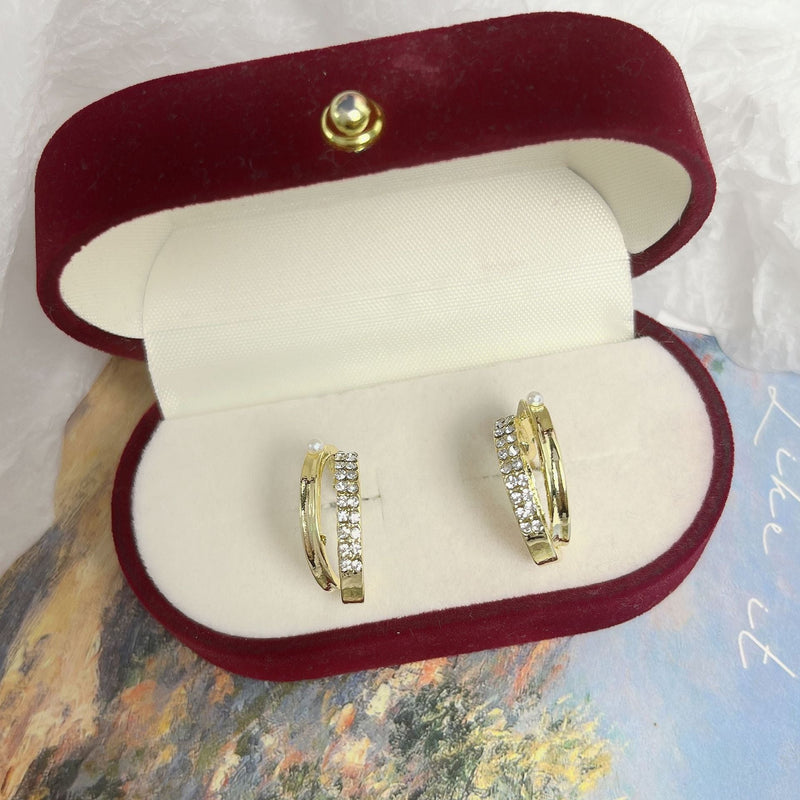 Double Hollow Rhinestone Earrings