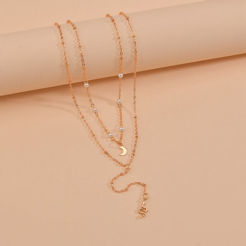 Bohemian Multi-layer Moon Bead Chain Sequins Necklace