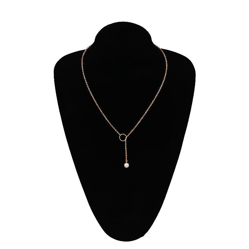 Chain Pearl Pendant Necklace