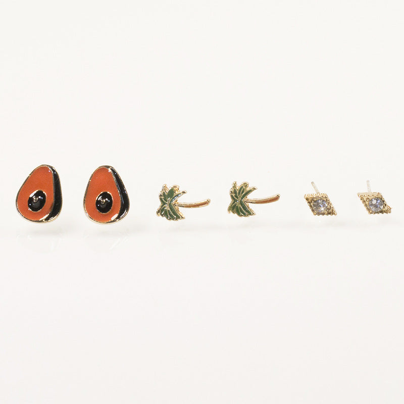 Avocado coconut tree stud earrings set